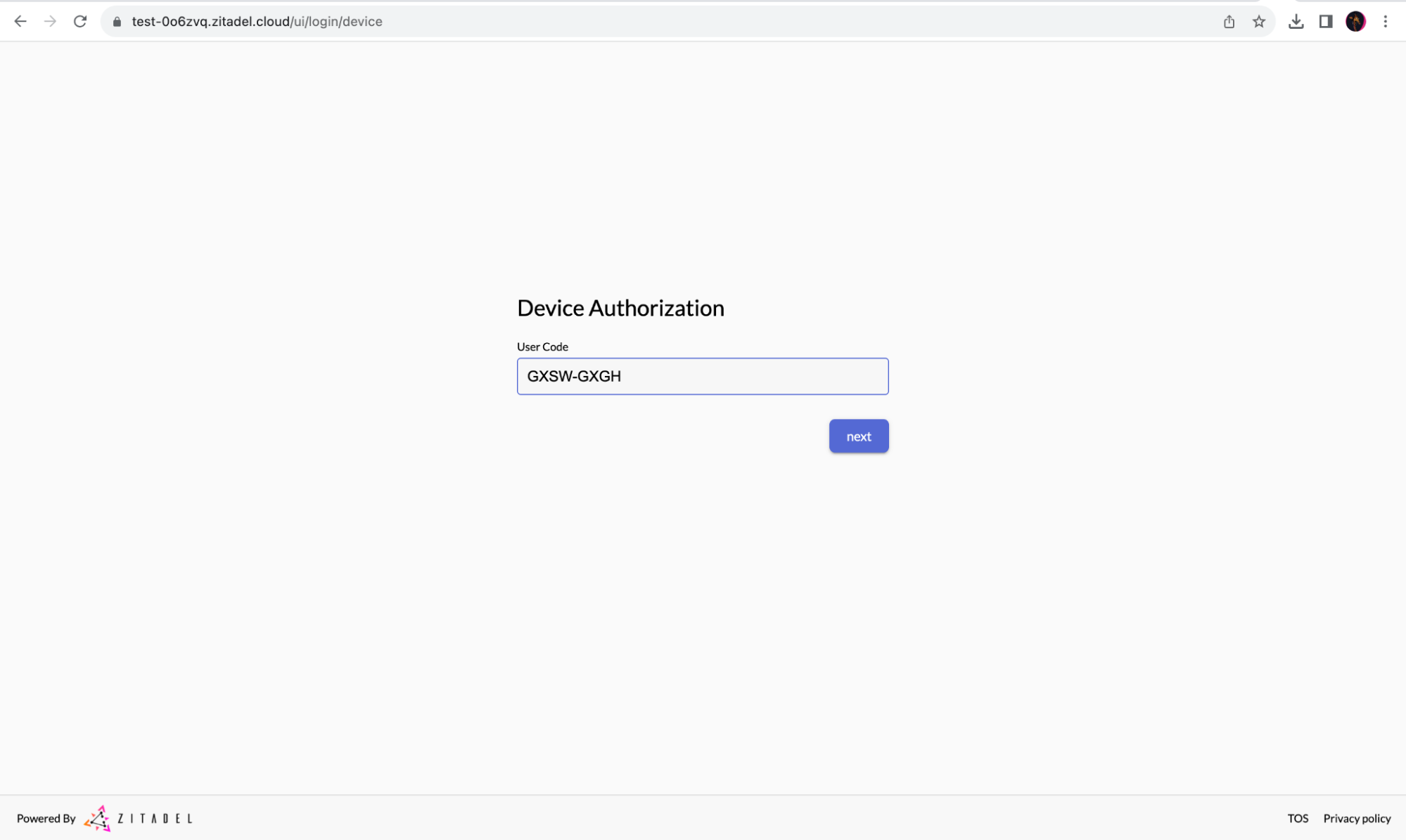 Device Authorization Flow in ZITADEL